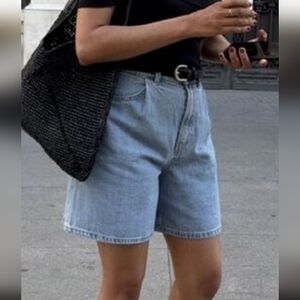 Vintage 90s High Waisted Bermuda Calvin Klein Women's Light Blue Denim Shorts